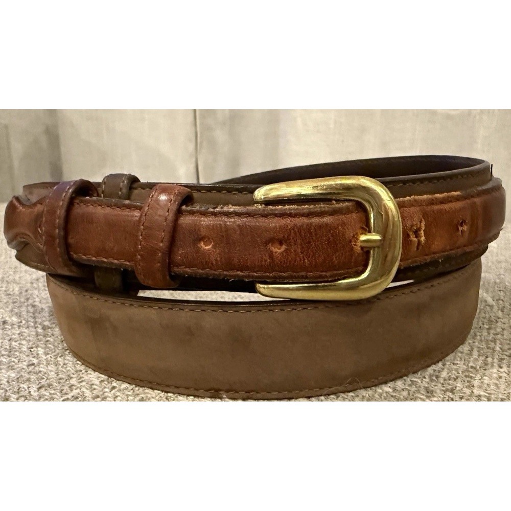 Vintage Ranger Belt Brown Leather Brass Buckle Western Cowboy Fits 41–43